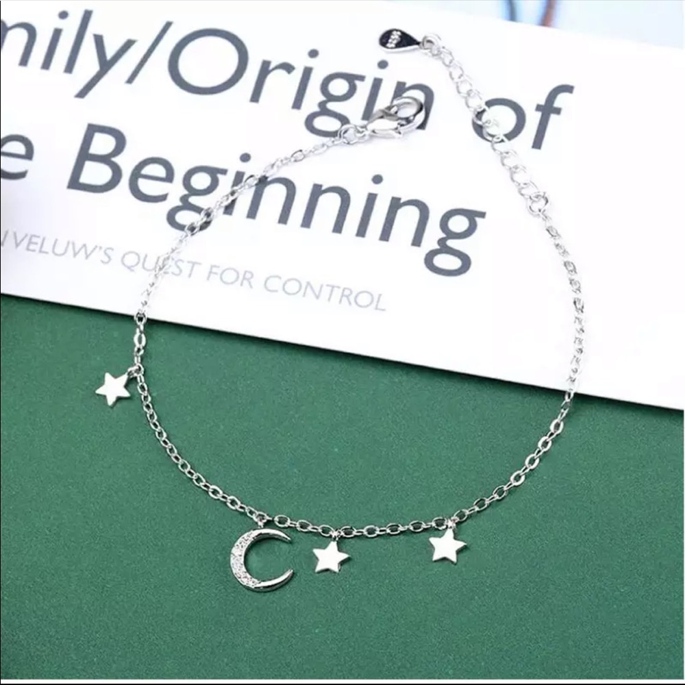 🌟 Sterling Silver 925 CZ Star Moon Necklace